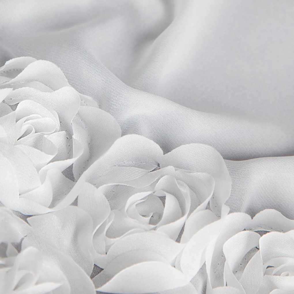 KRÁTKA ZÁCLONA NA PÁSKE EVA MINGE ROSES11 150X70 CM BIELA