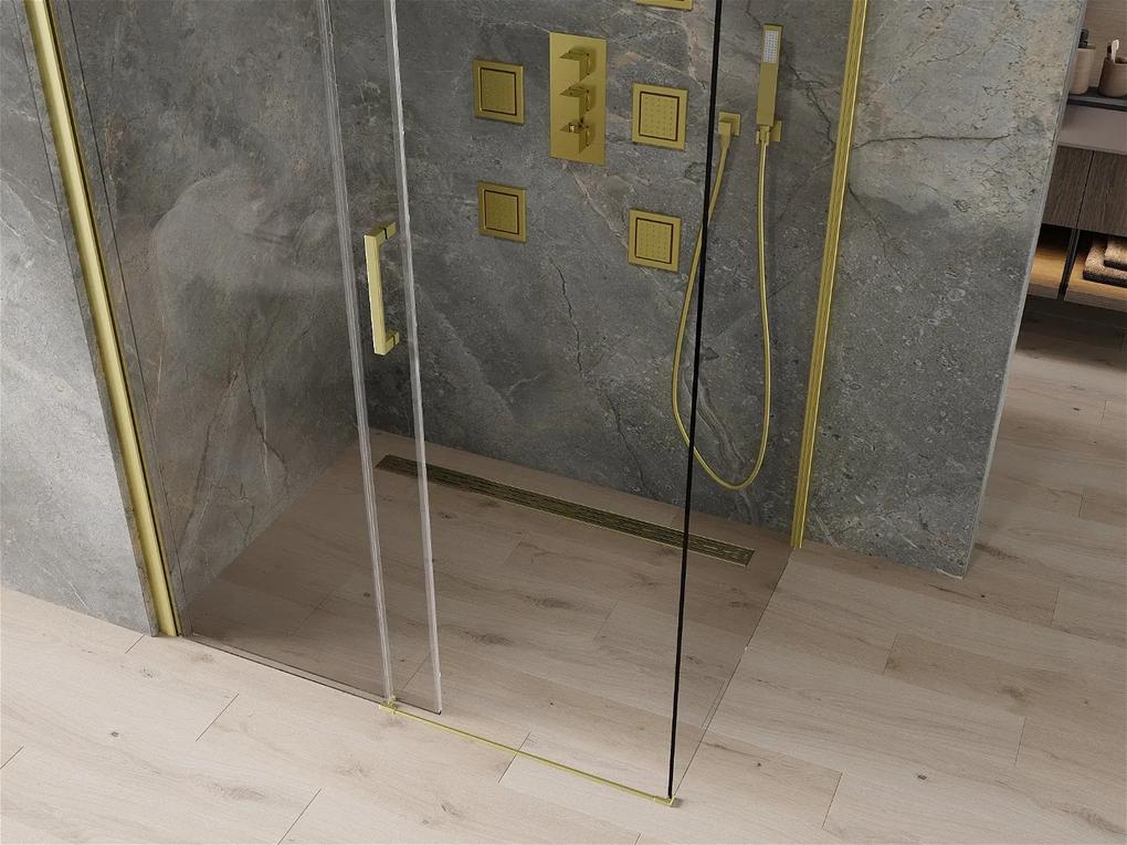 Mexen Omega, sprchovací kút s posuvnými dverami 120 (dvere) x 70 (stena) cm, 8mm sklo, zlatý profil-číre sklo, 825-120-070-50-00