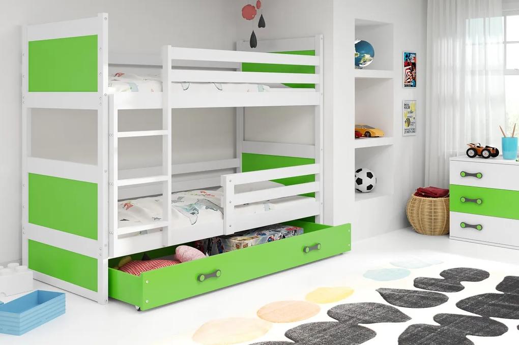 Detská poschodová posteľ RICO | biela 80 x 190 cm Farba: Zelená