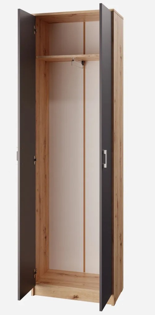 Šatníková skriňa Vincent, dub artisan/antracit