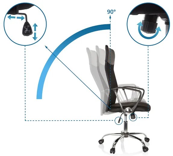 hjh Office Kancelárska stolička Aria High, čierna (100337166)