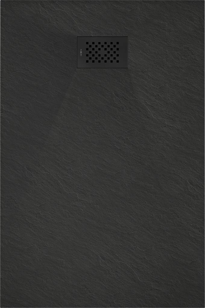 Mexen Hugo, obdĺžniková sprchová vanička SMC 80 x 70 cm, čierna, čierna krytka, 42707080-B
