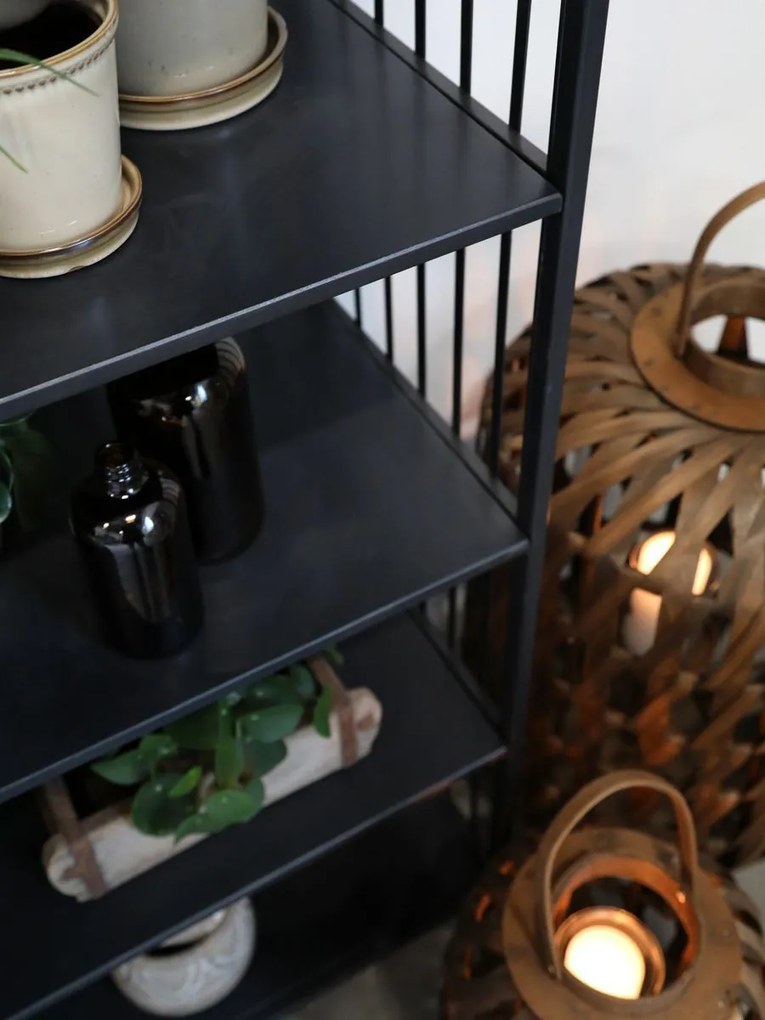 Čierny kovový regál / knižnica s policami Vinni - 97*38*132cm
