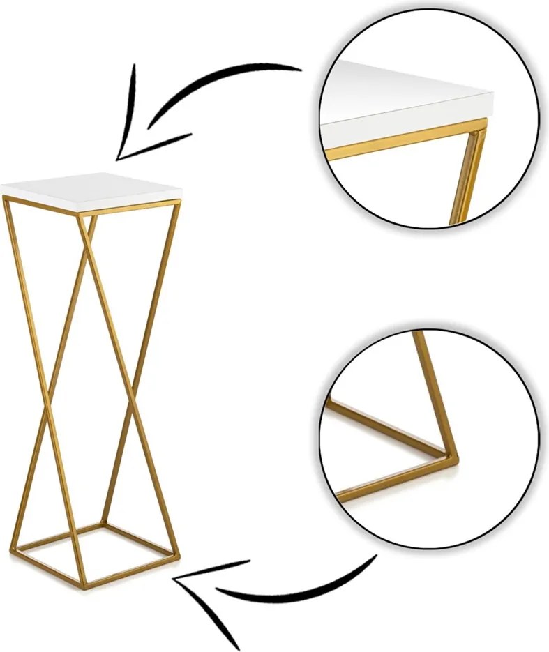 STOJAN NA KVETINÁČ LOFT7 70X24X24 CM ZLATÁ/BIELA