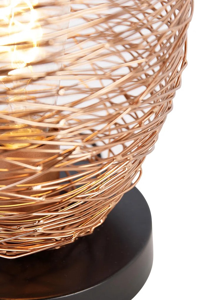 Dizajnová stolná lampa medená s čiernou 30 cm - Sarella