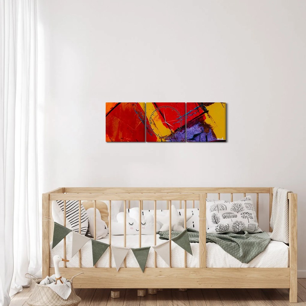 Obraz abstrakcie (s hodinami) (90x30 cm)