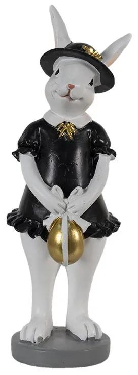 Dekorácia králičia slečna v černých šatoch s vajíčkom- 7*7*20 cm