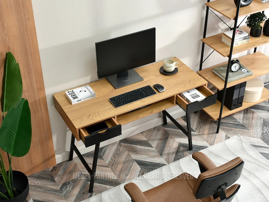 PC stolík Gavon (dub čierny + čierna). Akcia -20%. Vlastná spoľahlivá doprava až k Vám domov. 1109759