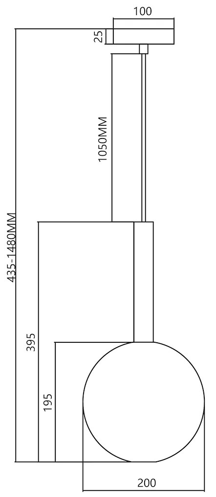 Závesné svietidlo Niko, 1x transparentné sklenené tienidlo, (fi 20cm), b