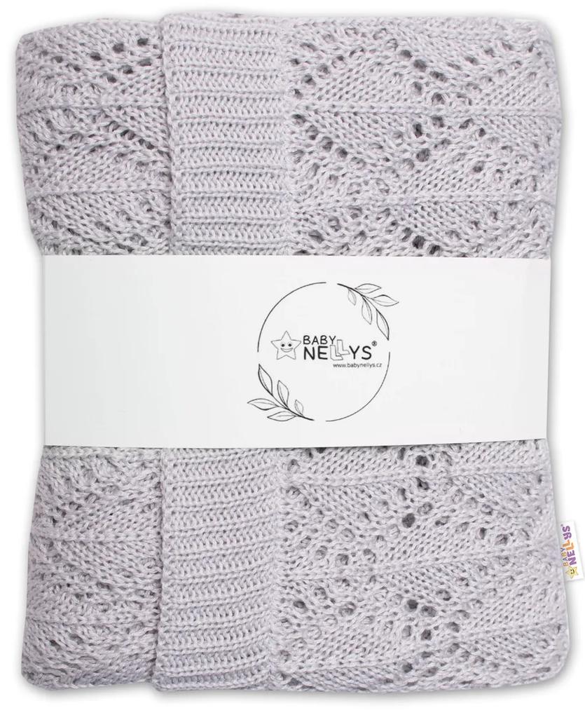 Luxusná bavlnená háčkovaná deka, dečka LOVE, 75x95cm - sivá 75 x 90 cm