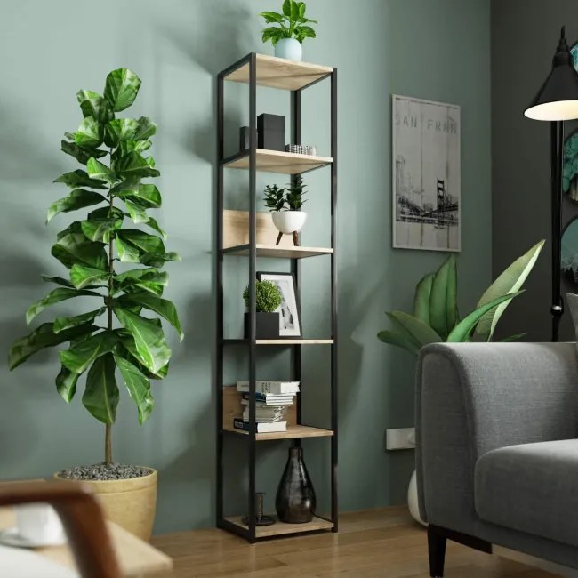 Policový regál 400 čierny / dub sonoma