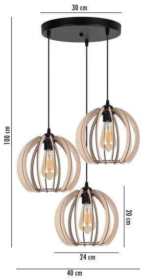 Luster na lanku DORO 3xE27/60W/230V