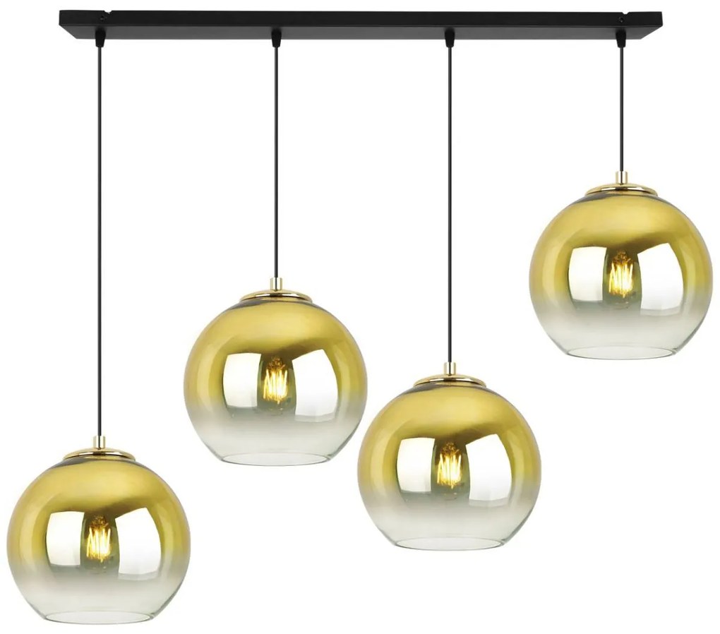 Závesné svietidlo Bergen Gold, 4x zlaté/transparentné sklenené tienidlo (fi 20cm)