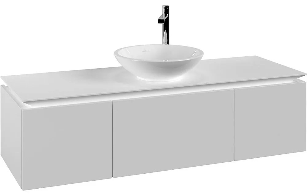 VILLEROY &amp; BOCH Legato závesná skrinka pod umývadlo na dosku (umývadlo v strede), 3 zásuvky, 1400 x 500 x 380 mm, White Matt, B58500MS