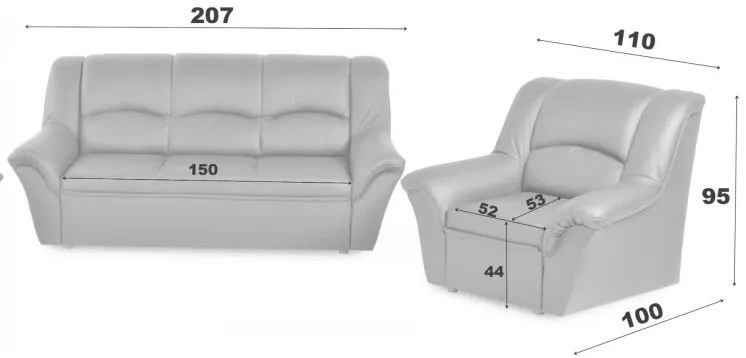 Kožená sedacia súprava DUBAJ LUX 3+1+1, čerešňa (a-4)