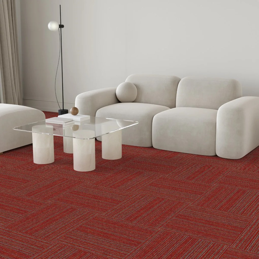 Tapibel, Kobercový štvorec Coral Lines 60380-50 červeno-šedý 50 x 50 cm, chodba / predsieň