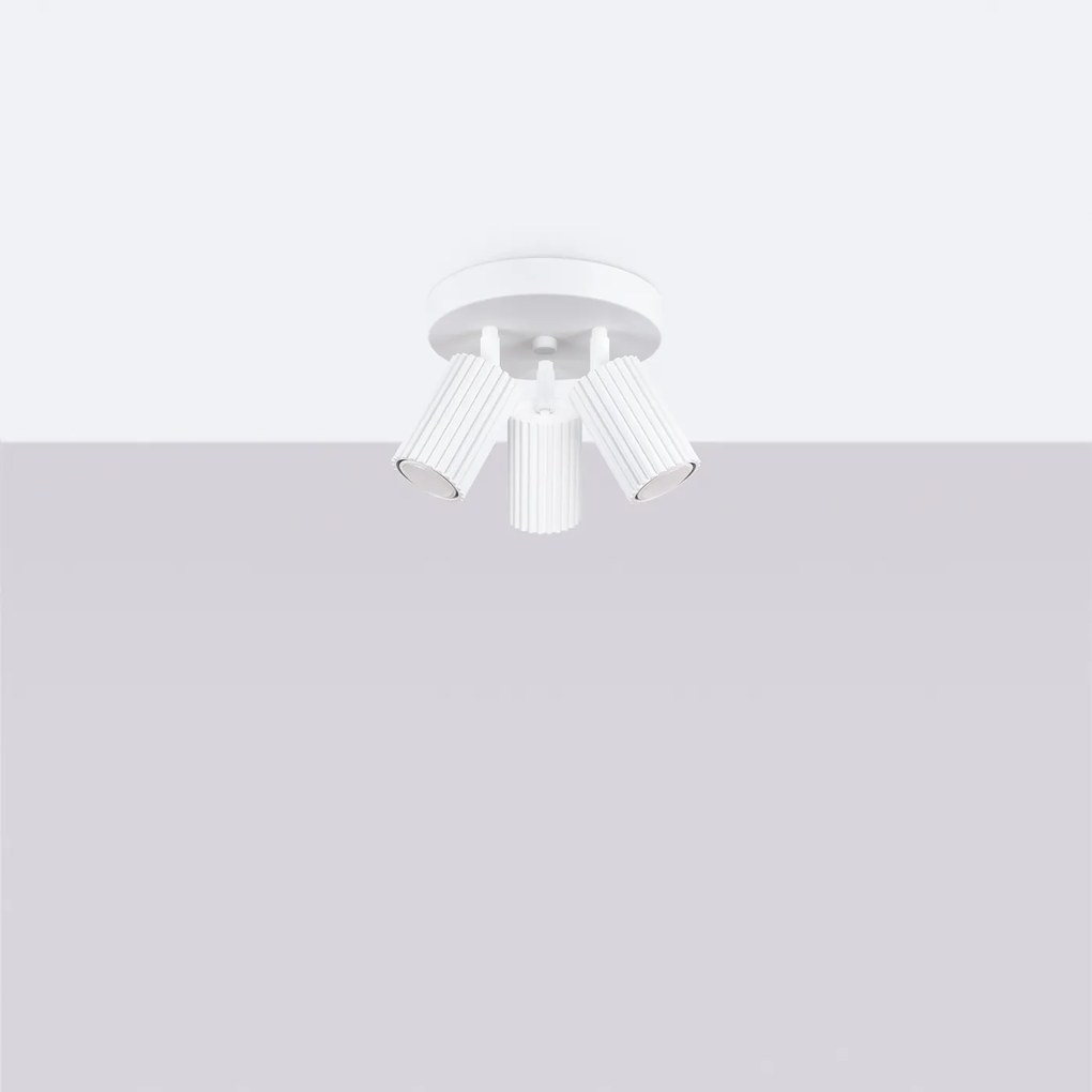 Stropné svietidlo Karbon, 3x biele kovové tienidlo, (možnosť polohovania)