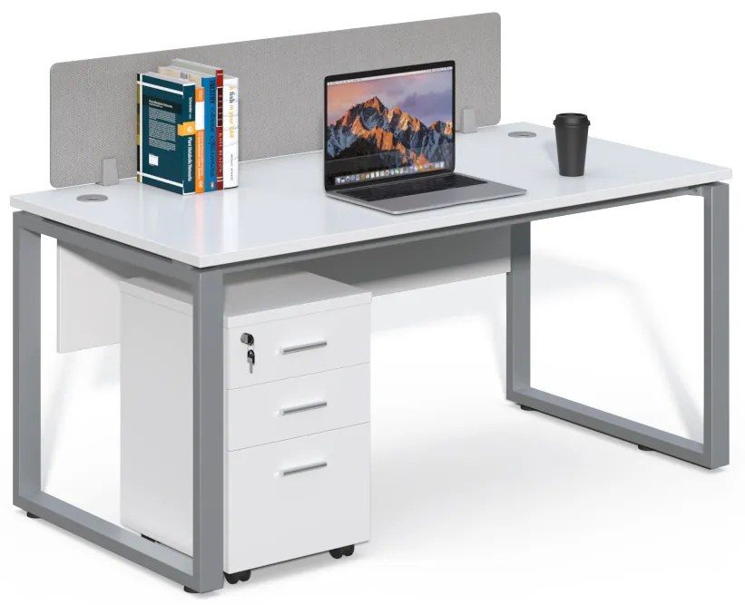 Kancelársky stôl s kontajnerom Houseland Prime Max 01 160 cm biely