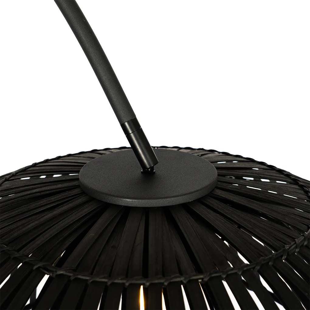 Orientálna oblúková lampa čierna bambusová - Pua