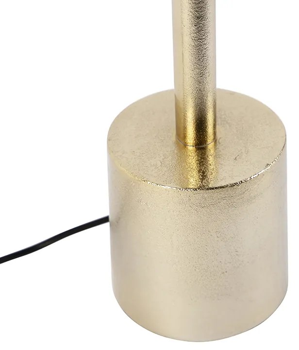 Art Deco stolná lampa zlatá s čiernym zamatovým tienidlom 40 cm - Diverso