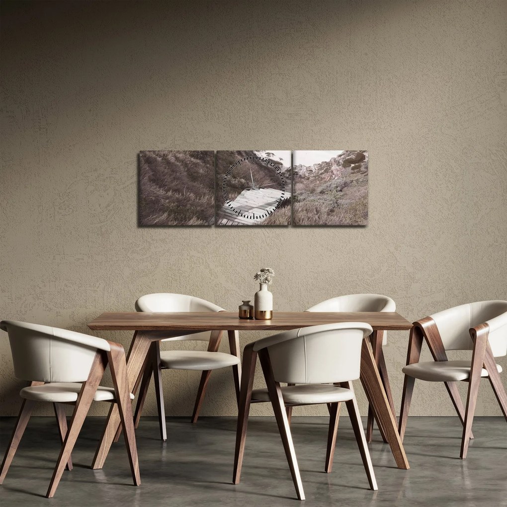 Obraz - Cesta k smaragdovému moru (s hodinami) (90x30 cm)
