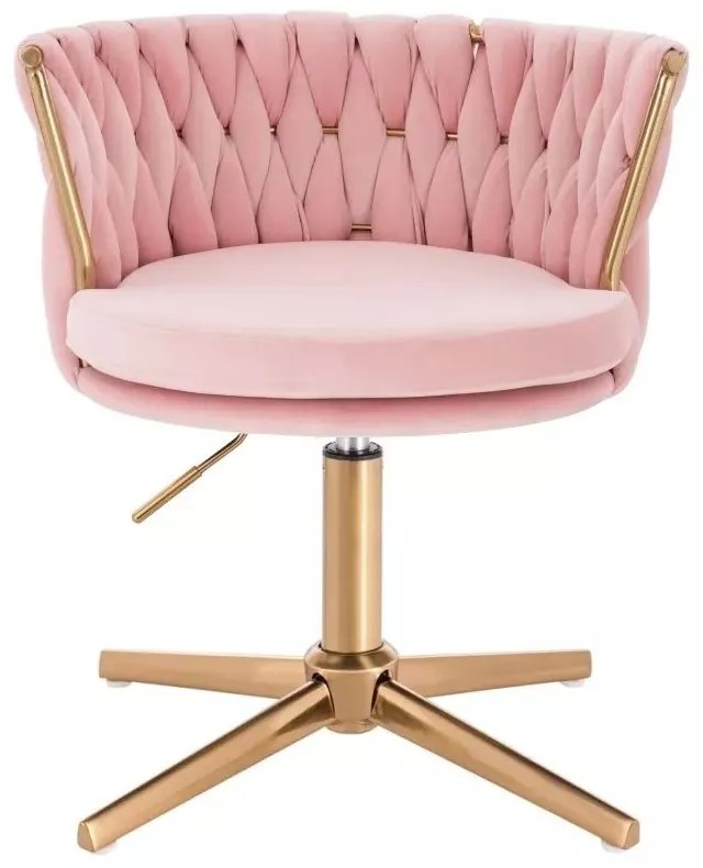 LuxuryForm DESIGN Stolička LYON VELUR na zlatom kríži - ružová