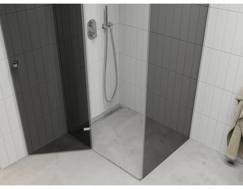 Mexen Roma, sprchovací kút 70 (dvere) x 80 (stena) cm, 6mm šedé sklo, chrómový profil, 854-070-080-01-40