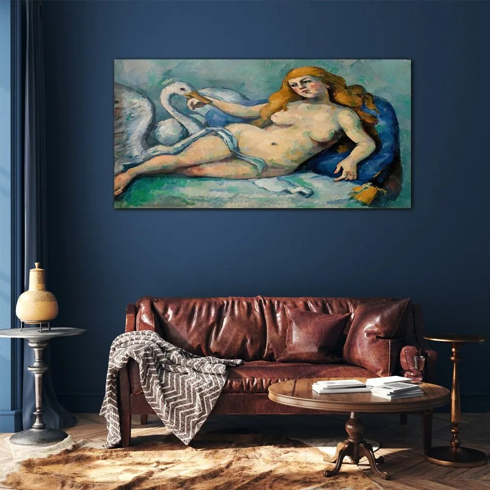 Sklenený obraz Leda a swan paul cézanne