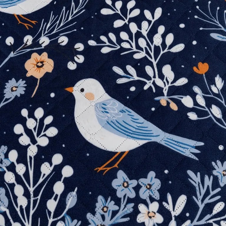 Prehoz na posteľ DENIM BIRDS, modrý Rozmer: 170 x 210 cm