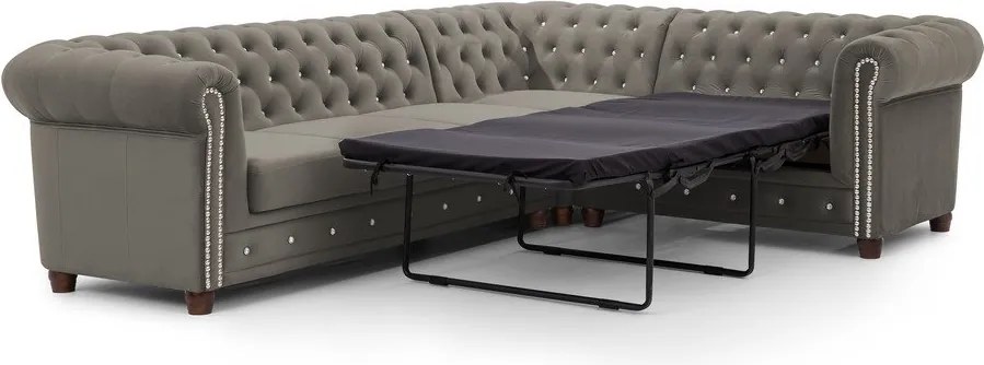 Sivá zamatová rozkladacia rohová pohovka (pravý roh/do L) York Blik – Ropez