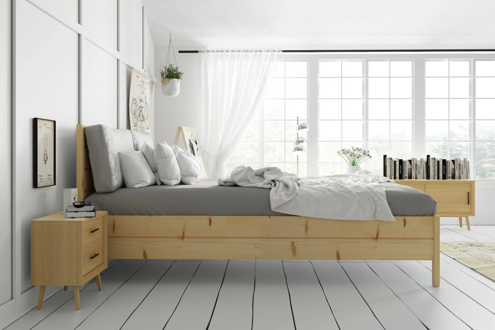 Manželská posteľ CONTINENTAL 160x200 prírodná borovica
