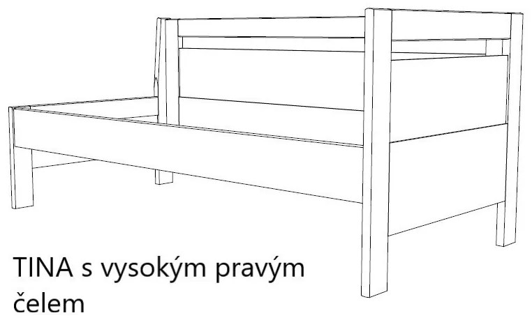 BMB TINA - masívna dubová posteľ 90 x 200 cm ľavá, dub masív