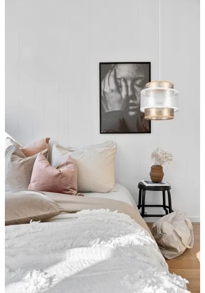 Luster na lanku GABI 1xE27/60W/230V zlatá/biela pr. 20 cm