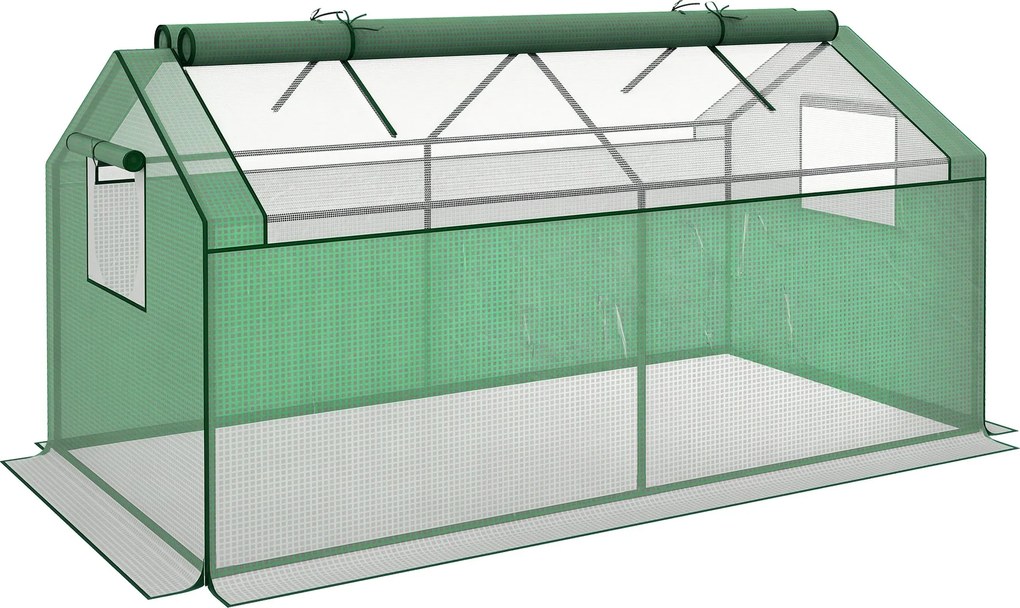 Outsunny fóliový skleník s oknom, skleník s UV ochranou, rajčinový domček, studený rám na záhradu, balkón, 180 x 92 x 92 cm | Aosom