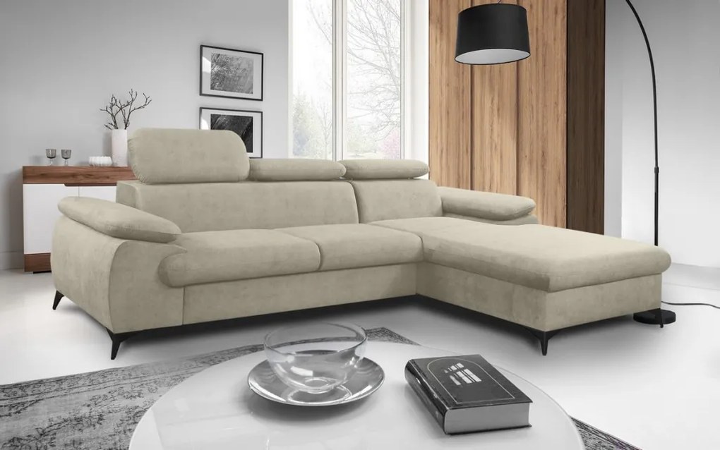 Rohová sedacia súprava Scala, béžová látka, pravý roh