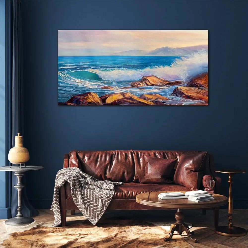 Skleneny obraz Maliarske morské vlny