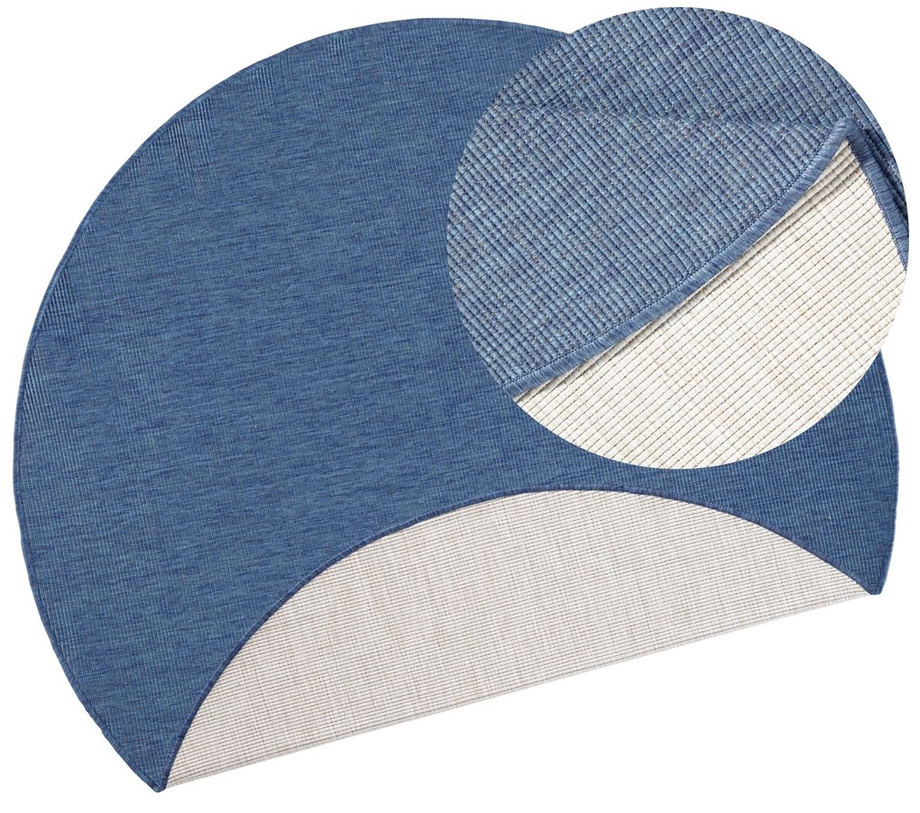 Hanse Home, DOPREDAJ: 200x200 (priemer) kruh cm Kusový koberec Twin-Wendeteppiche 103100 blue cream kruh - na von aj na doma, 200x200 (priemer) kruh, modrá, chodba / predsieň