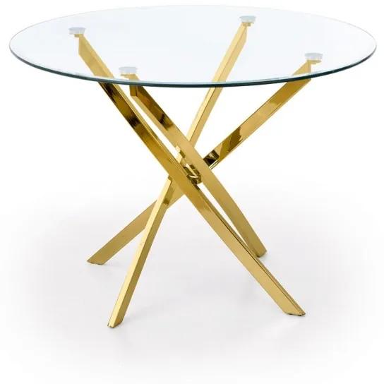 Okrúhly jedálenský stôl Remond sklo/zlatý