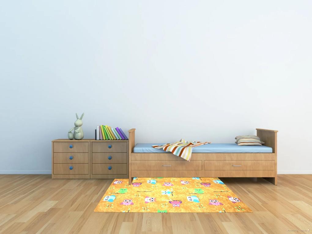 Vopi koberce Detský kusový koberec Sovička Silk 5248 oranžovožltý - 160x240 cm