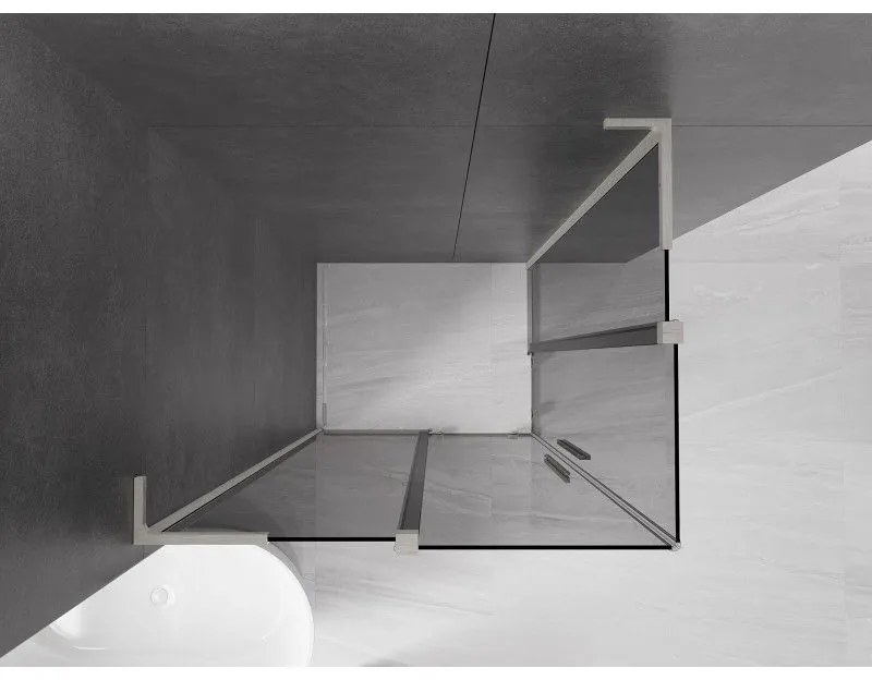 Mexen Velar L Duo, sprchový kút s posuvnými dverami 90 x 80 cm, 8mm šedé sklo, brúsená oceľ, 871-090-080-02-43-97