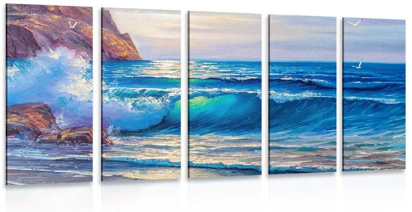 5-dielny obraz morské vlny na pobreží Varianta: 100x50