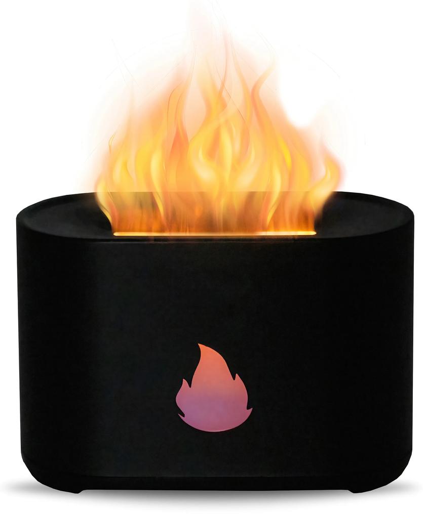 Aga Aroma difuzér s LED projekciou ohňa Čierny
