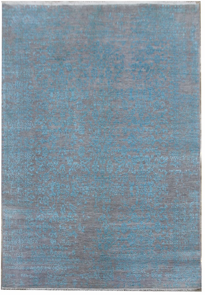Diamond Carpets India, Ručne viazaný kusový koberec Diamond DC-JK 1 Silver / light blue, 120x170, modrá, chodba / predsieň