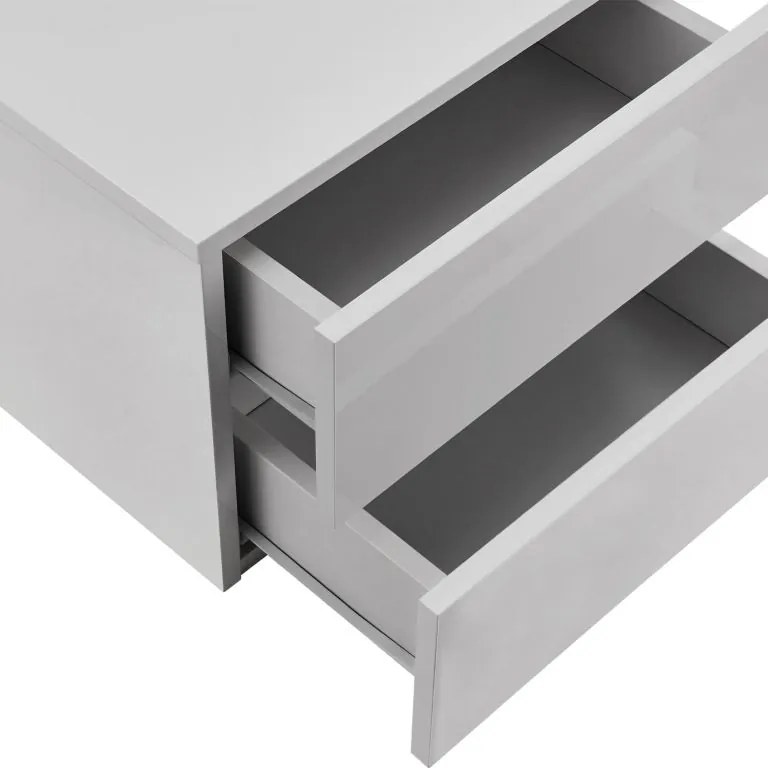 Nástenný nočný stolík 40x29x30 cm, 2 zásuvky, biely