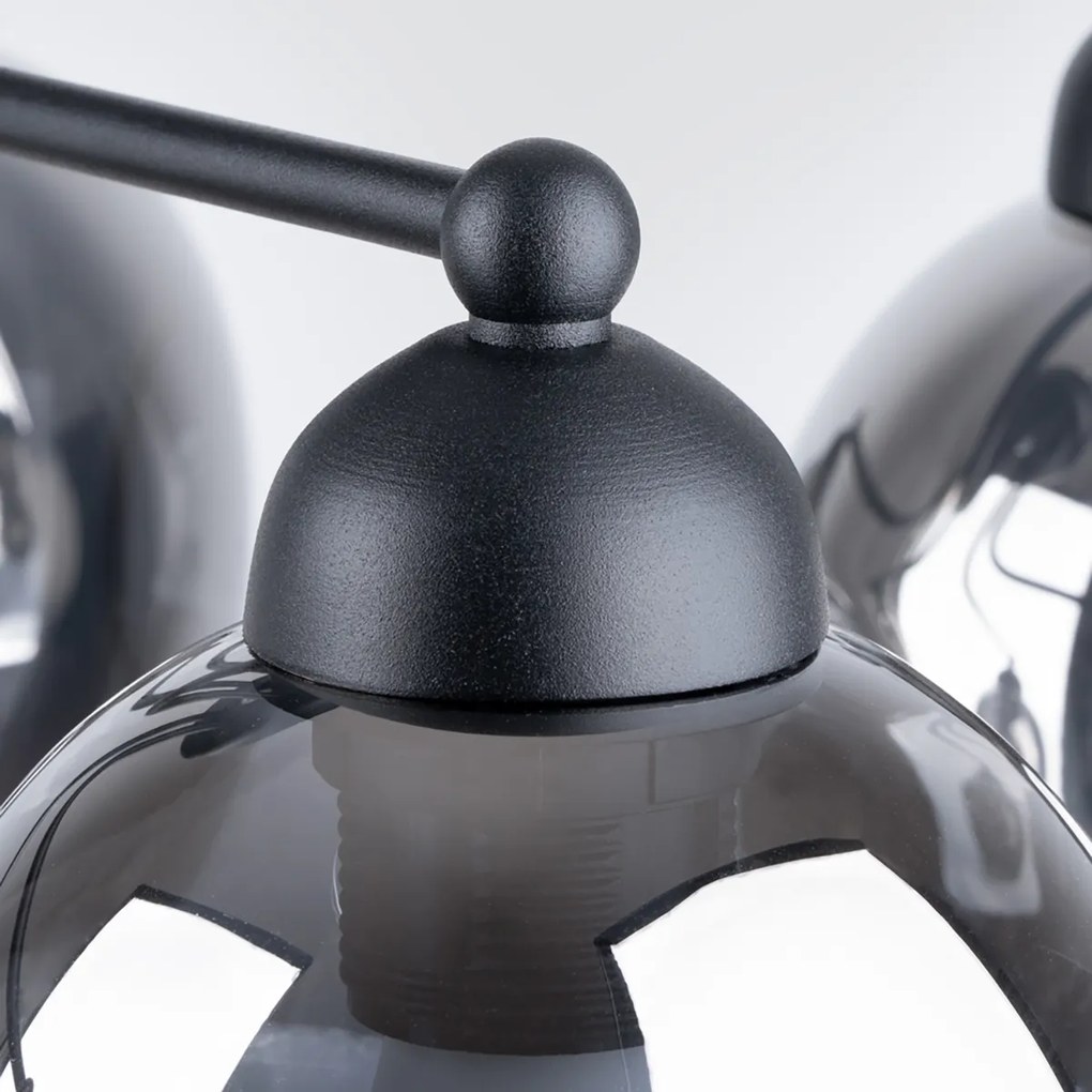 Stropné svietidlo Fillan, 5x grafitové sklenené tienidlo