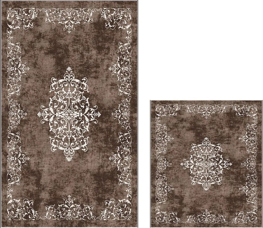 Hnedé kúpeľňové predložky v súprave 2 ks 60x100 cm – Foutastic