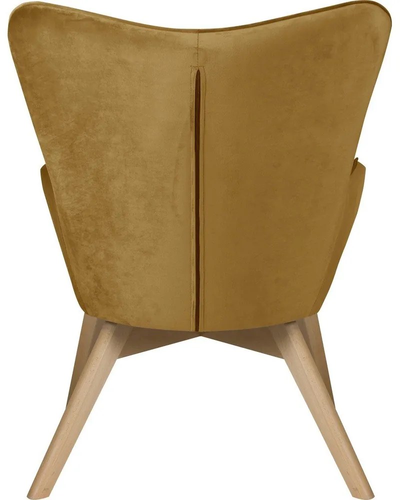Zamatové kreslo v horčicovej farbe Niko – Ropez