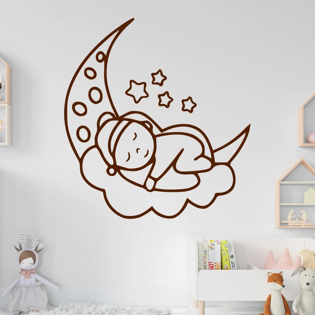 Veselá Stena Samolepka Noc na mesiačiku Farba: růžová, Veľkosť: 100 x 108 cm
