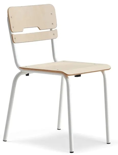 Školská stolička SCIENTIA, široké sedadlo, V 460 mm, biela/breza