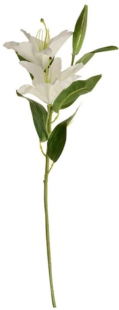 Umelá kvetina Ľalia veľkokvetá biela, dva kvety a púčik, v. 84 cm